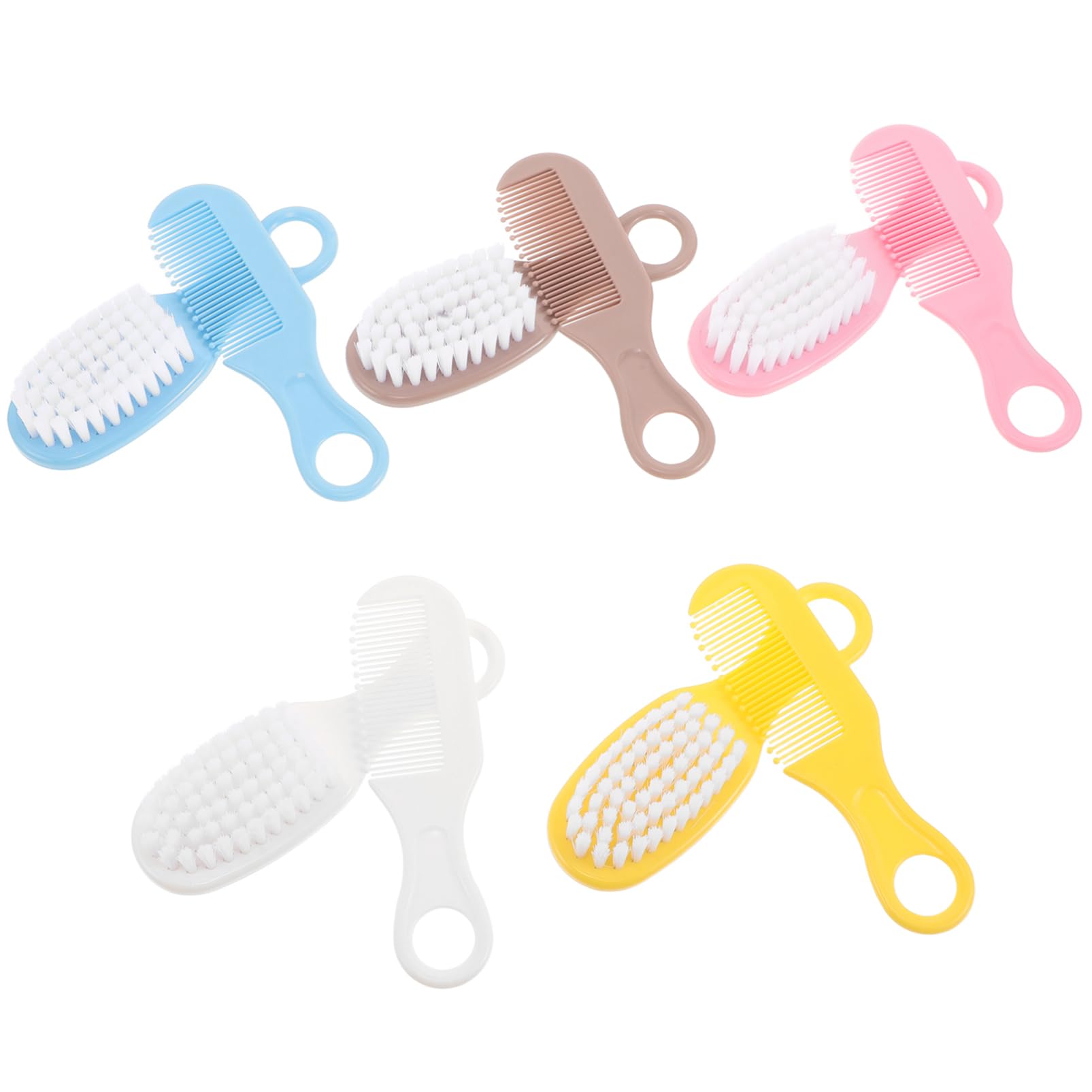 Beaupretty 5 Sets Baby Bath Brush and Comb Set: Soft Bristles Baby Hairbrush Cradle Cap Treatment Newborn Scalp Massage Brush Toddler Grooming Supplies