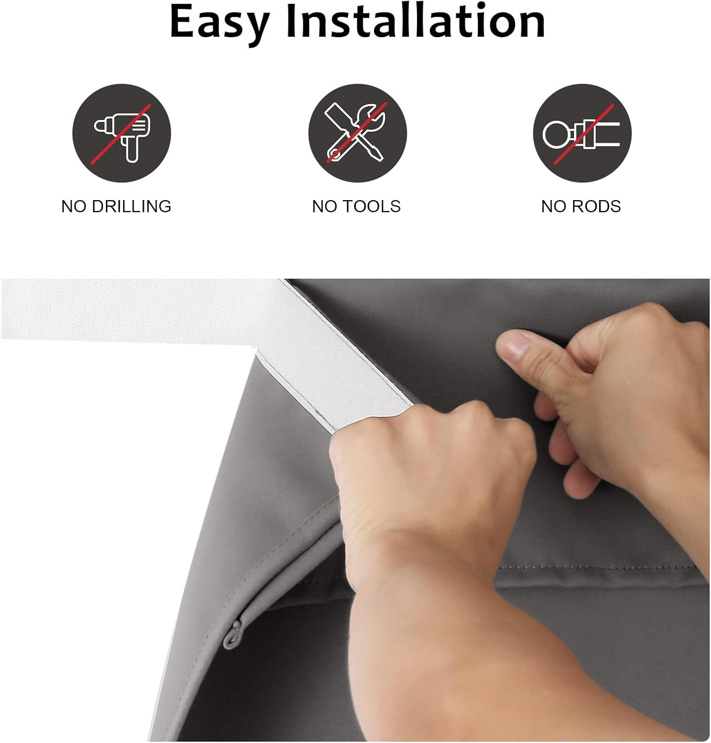 WdFour Privacy Blackout Tie Up French Door Curtain. | 25×40 Inch dark gray single panel curtain, easy install washable fabric for front door, sidelights, entryway and living room.