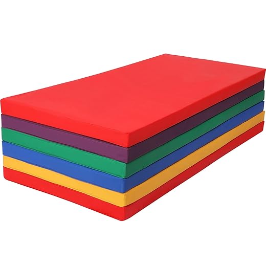 6 Pcs Kids Rest Mats with Name Badge Holder 2 Inch Thick Portable Toddler Bed Sleeping/Nap Floor Mats for Daycare Kindergarten Preschool (Colorful)