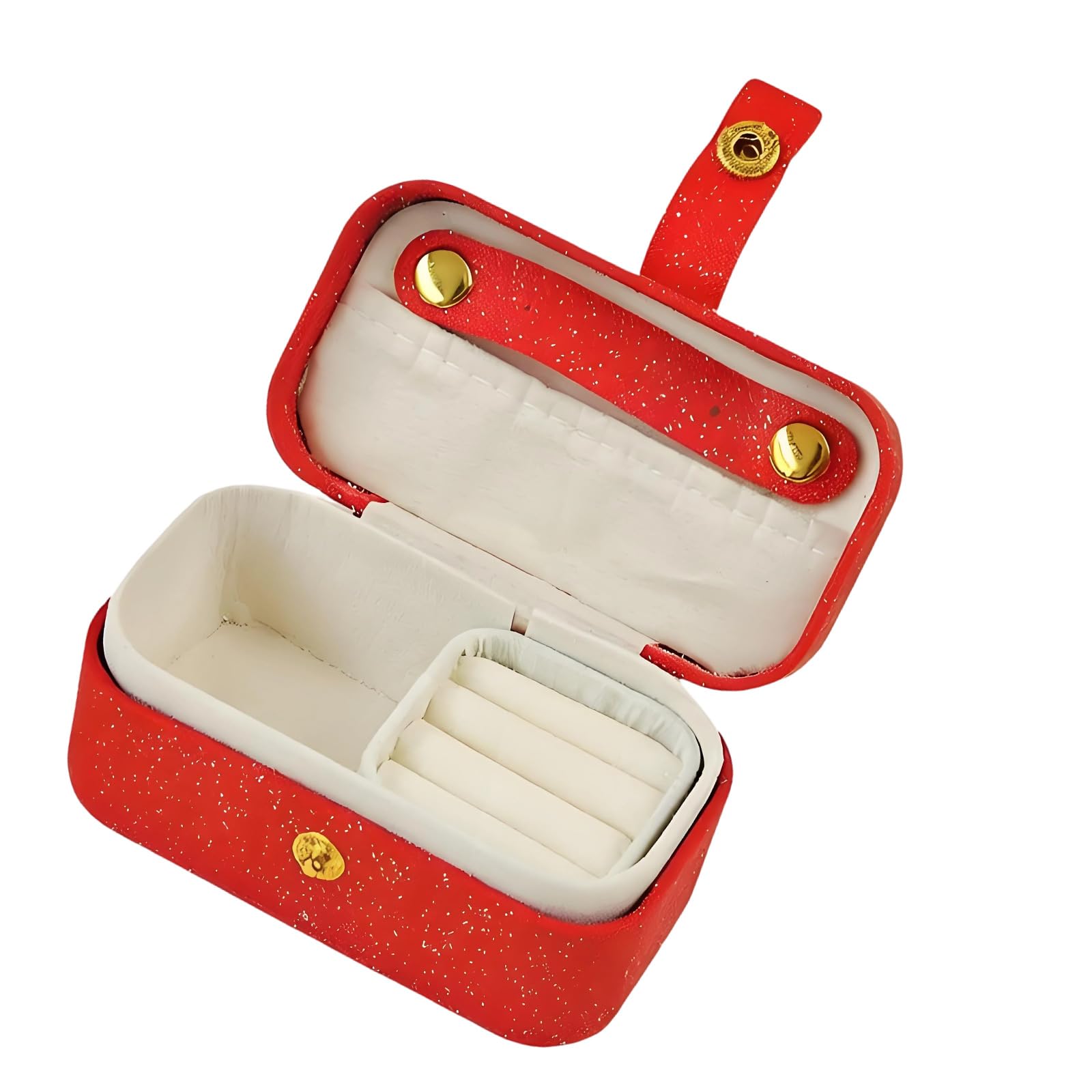 Kaeltsyn PU Leather Miniature Jewelry Storage Case Portable Design Travel Organiser for Earrings Rings and Necklaces Jewelry Box with Compartments