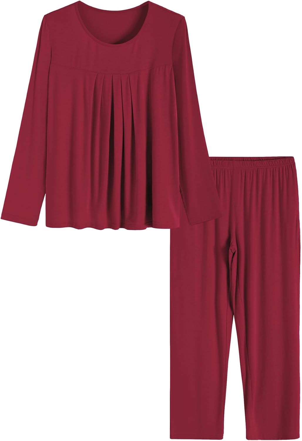 Latuza Women's Petite Long Sleeves Pajamas Set Petite Size Viscose Top and Pants