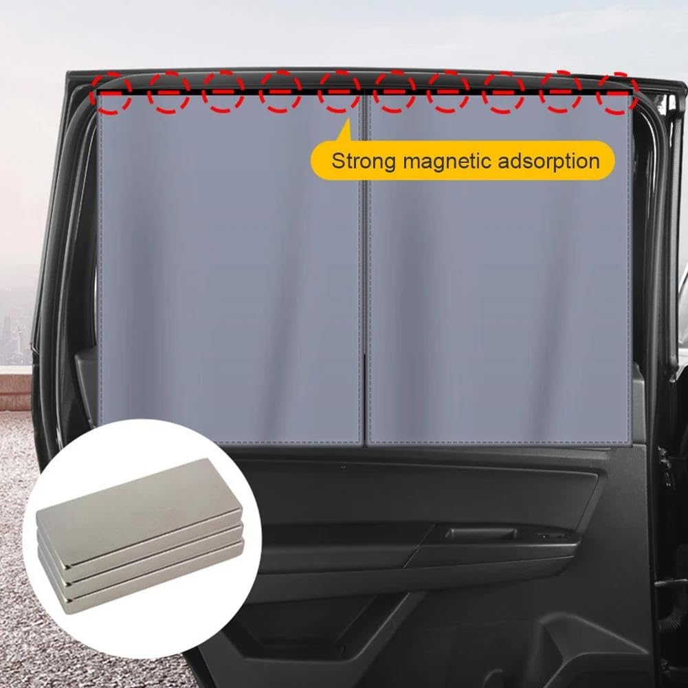 Protector De Malla De Doble Capa Con 10 Imanes Película Protectora Magnética Negra Para Ventana Coche Cortina De Vidrio Parasol Coche Magnético(Right)