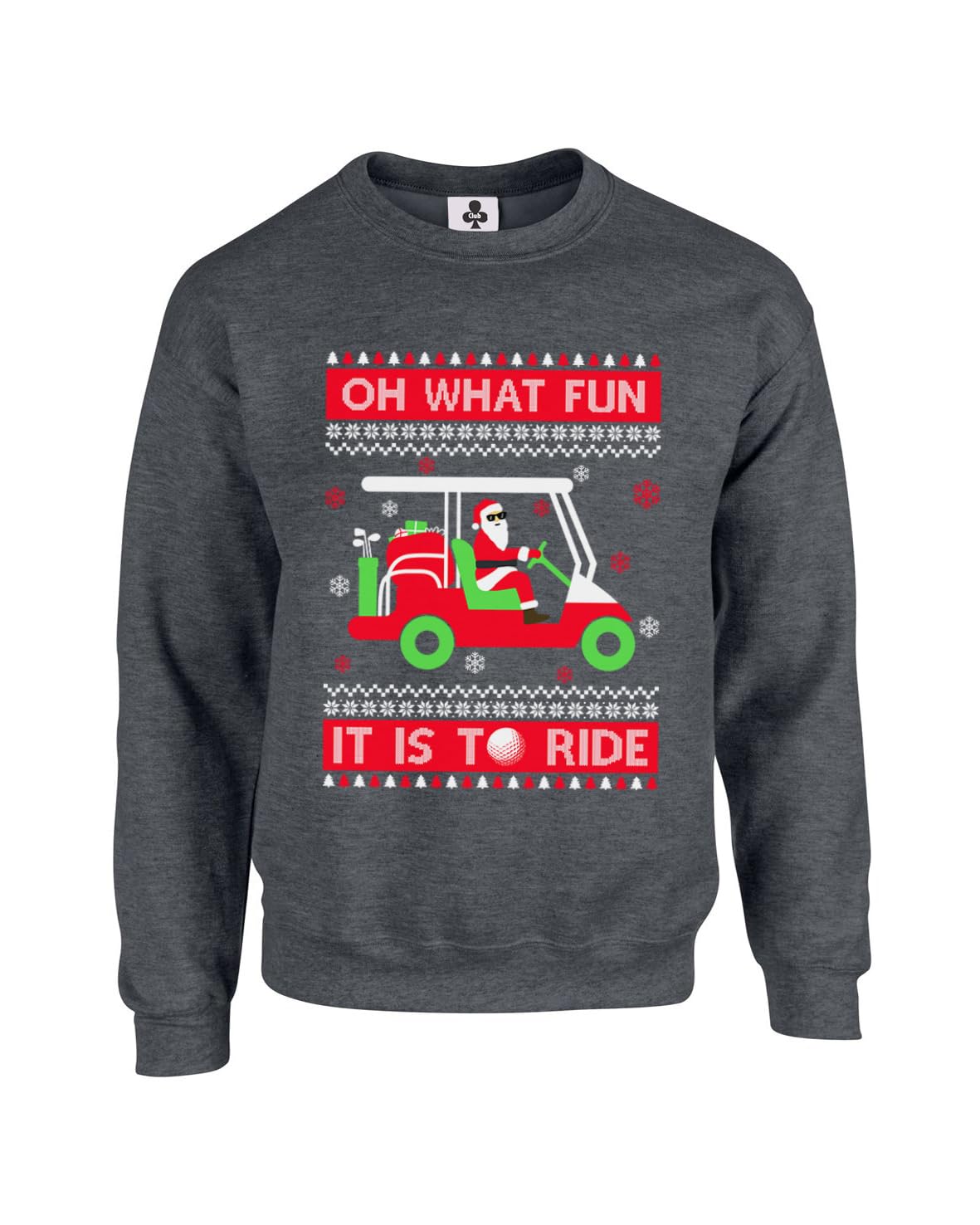 Taylor Brown What fun it is to ride golf buggy, golfer christmas golfing meme novelty fun joke humour xmas Unisex Funny Adults Sweatshirt Jumper Dark Heather