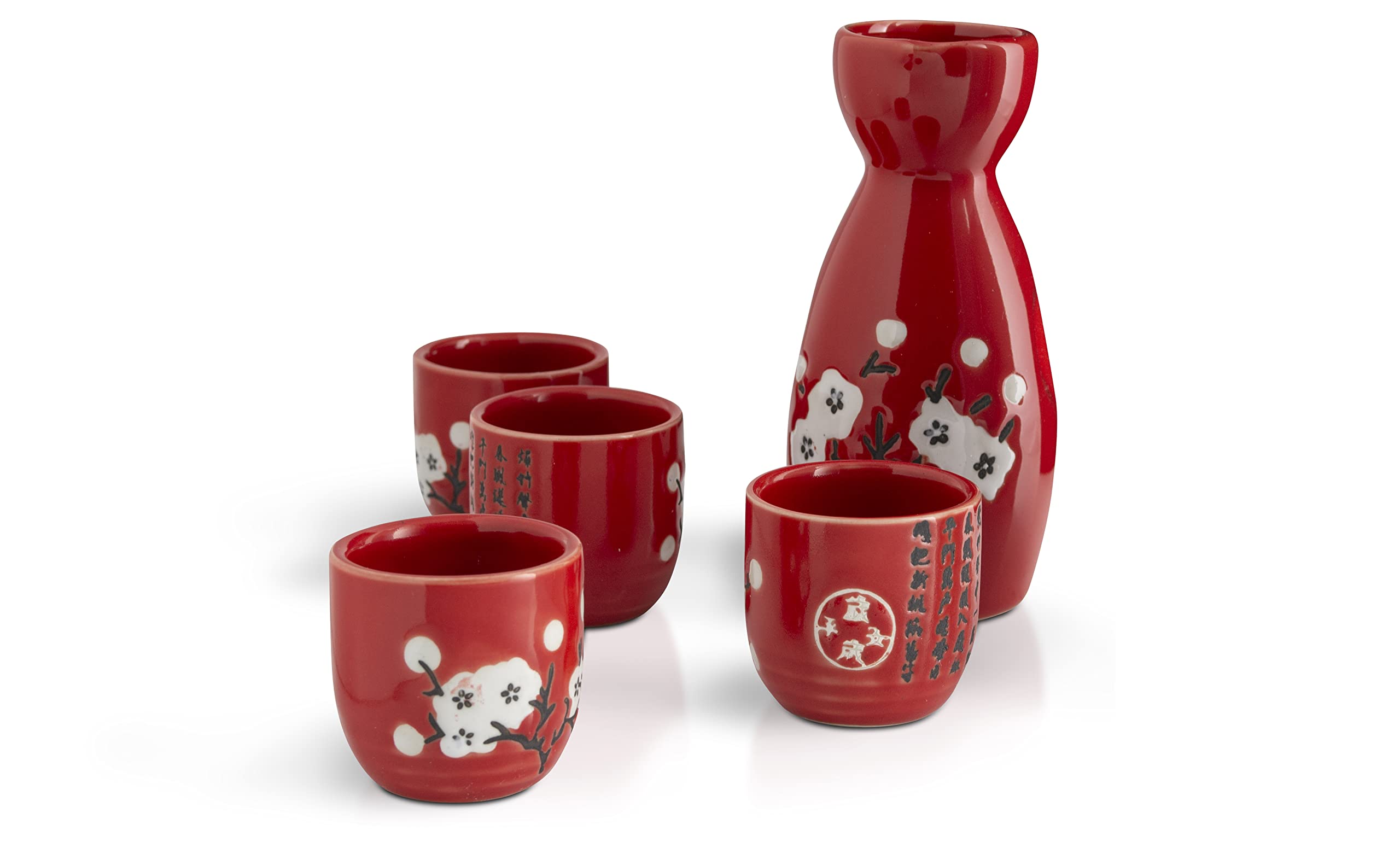 Japanisches Sake-Set Aus Keramik – 1 Karaffe, 4 Becher & 1 Tablett, Traditionelles Design Für Sake & Getränke