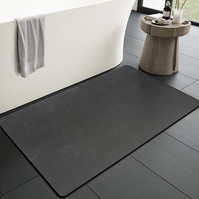 MontVoo Tapis de bain Rug pour salle de bains Tapis de salle de bain Antidérapant Absorbant Quick Dry Tapis de douche Tapis de baignoire au sol en face de la baignoire Toilette Mat Darkgrey 40x60CM