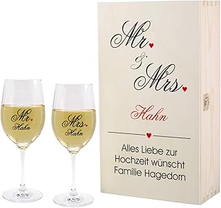 Leonardo Geschenkset zur Hochzeit - Mr. & Mrs. - mit bedruckten Gläsern in Premium Verpackung