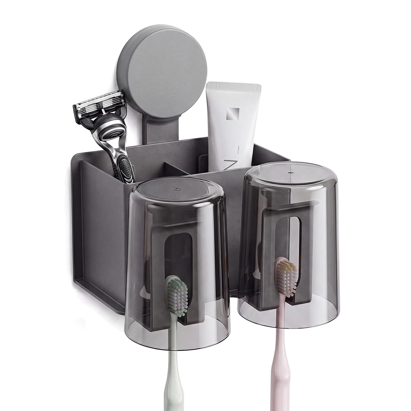 Toothbrush Holders for Bathroom,2 Slots Toothbrush Organizer Wall-mounted
