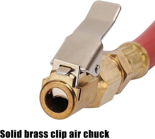 Miniatura 2 de Solimeta Inflador de neumáticos de alta resistencia, Cuerpo de aluminio, Manguera roja de 20 ", Portabrocas de aire, Diapositiva de aluminio, Rango