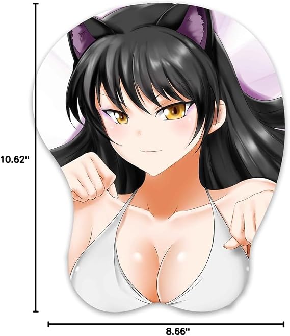 Oppai Mouse Pad 3D Mousepad Anime Manga Breast Gaming Wrist Rest Boob pad Anti-Slip Mouse Mat (belladonn)