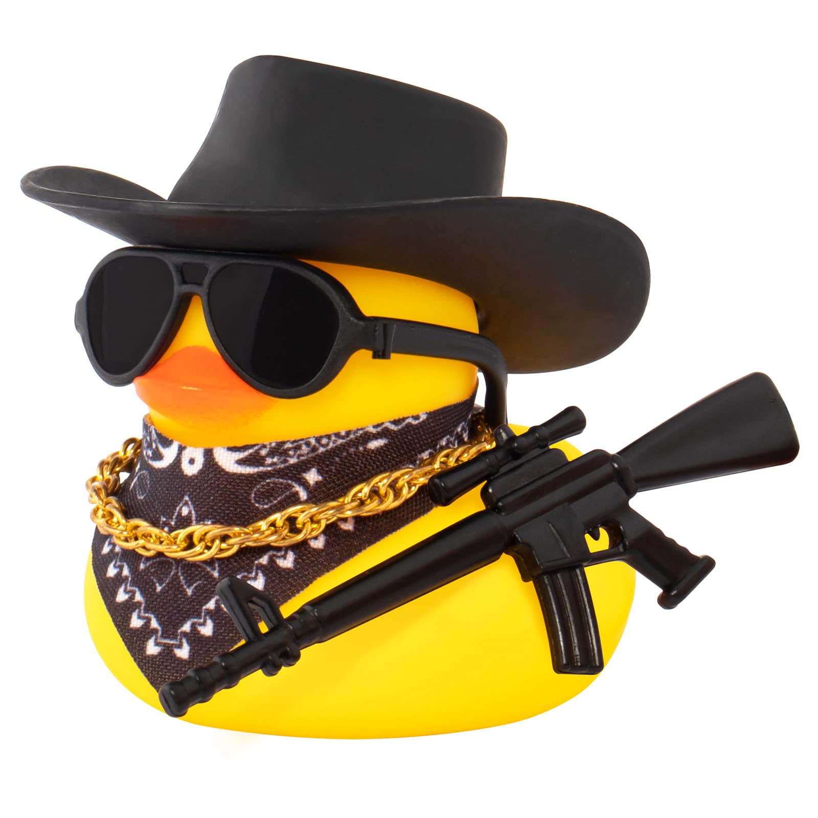 wonuu Black Cool Rubber Duck Car Ornaments Cool Car Accessories Duck Car Dashboard Decoration, M416