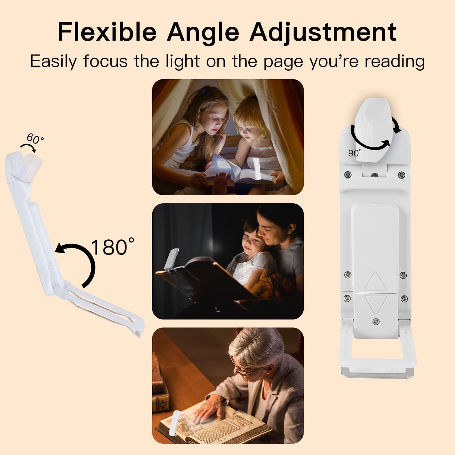 KunHe Confezione da 60 luci per libri ricaricabili tramite USB, per leggere di notte a letto, luci da lettura a LED con clip, per bambini e adulti, regalo di Natale per uomo donna e amanti dei libri