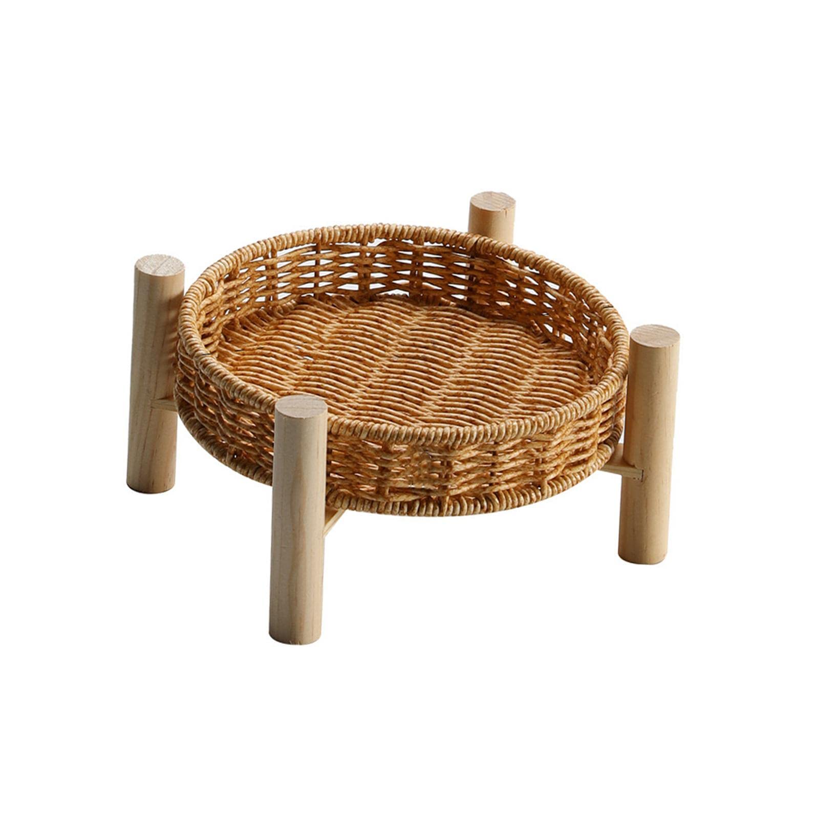 Juego de 5 cestas redondas de ratán para servir verduras y pan, 18 x 10 x 4 cm, 1 neumático