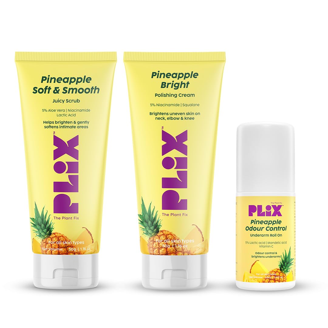 The Plant Fix Plix Pineapple Body Care Kit For Reduced Dark Patches And Body Odour L For Dry, Rough & Strawberry Skin L Brightens Skin & Exfoliates Underarm L For All Skin Types