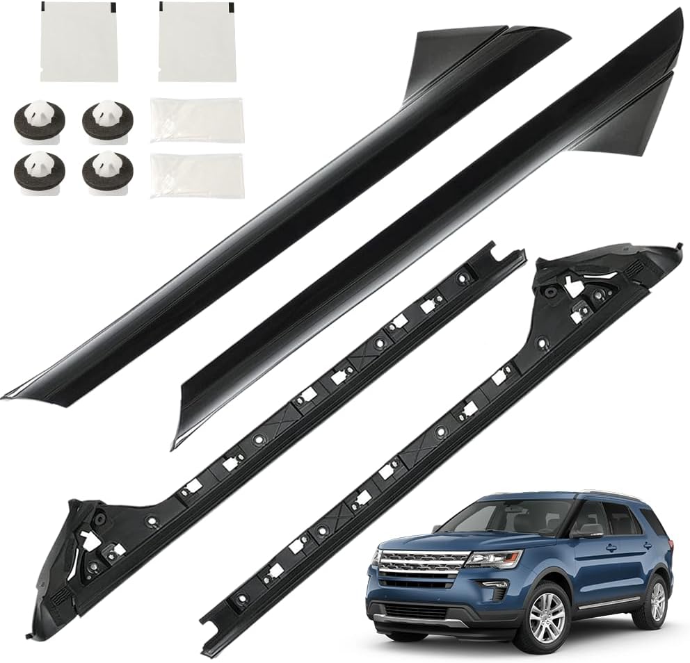 4 pcs windshield a-pillar trim molding compatible with 2011 2012 2013 2014 2015 2016 2017 2018 2019 ford explorer replaces 926-450, 926-451, bb5z7803137aa, bb5z7803136aa