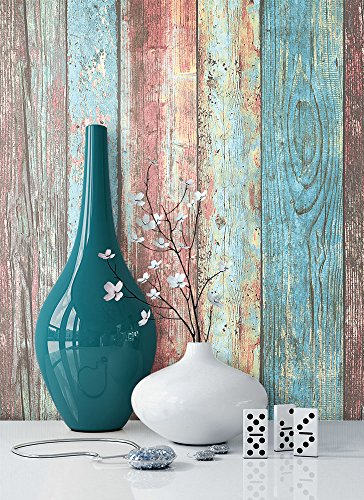 NEWROOM carta da parati in legno azzurre fliselina...