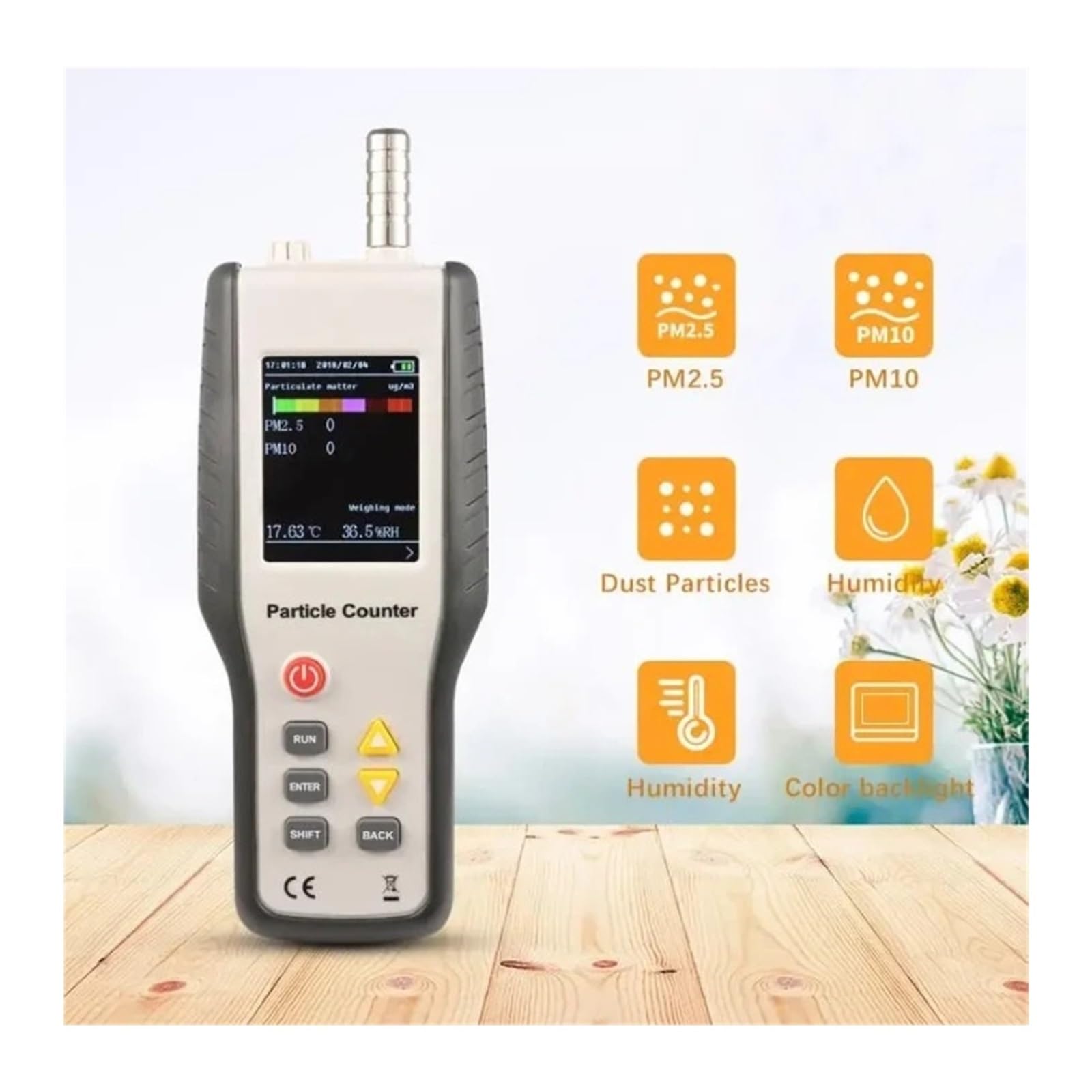 Monitor Jakości Powietrza, HT-9600 Detektor PM2,5 PM10 Licznik Cząstek Pyłu Zanieczyszczenia Powietrza Miernik 2,8 Cala Wyświetlacz LCD