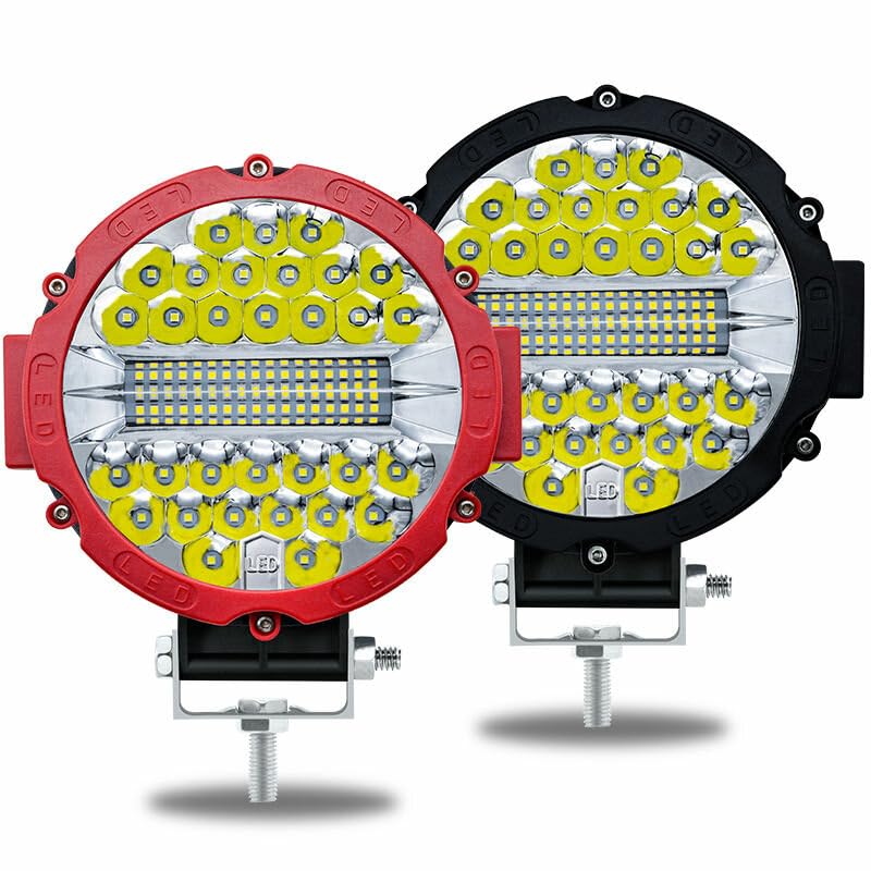 YONGYAO 7 Pulgadas 51W Par Faros Auxiliares Amplia Visión LED Faro Trabajo IP67 Blanco para Offroad SUV-Rojo