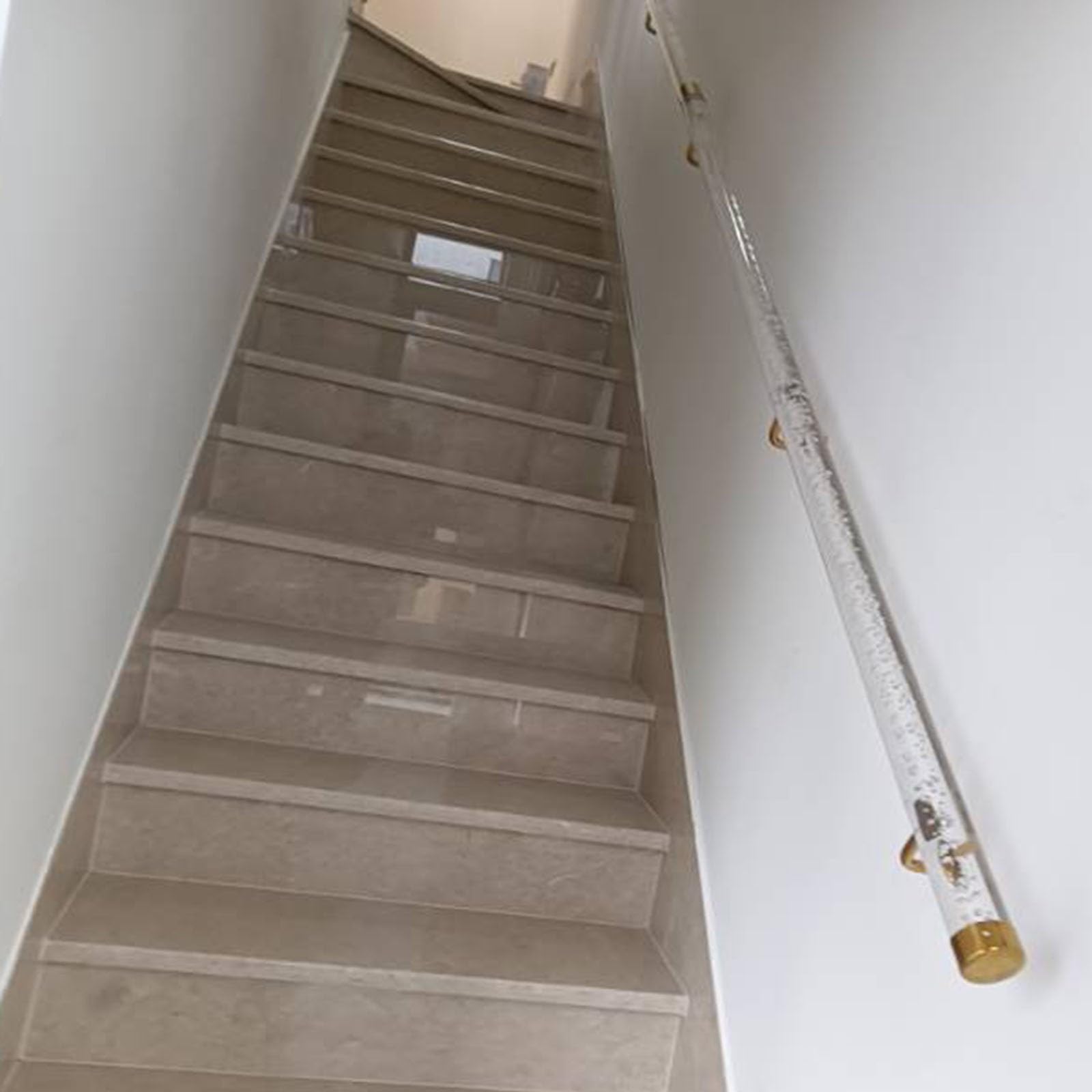 LWJSOCP Clear Acrylic Stair Railing - 8.2ft Indoor Handrail with Gold Bracket Transparent Crystal Banister for Home Kindergarten Hallway Loft - 3ft to 20ft Options Available
