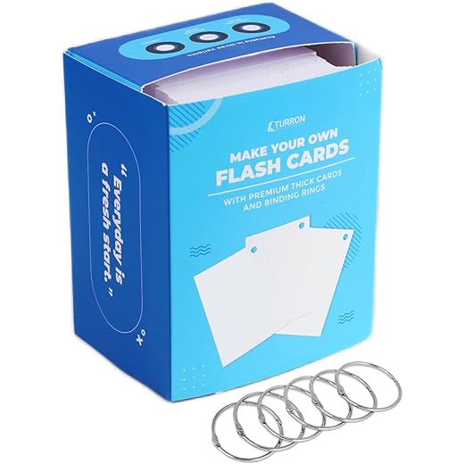 Turron Blank Index Flash Cards - 3 x 5 inches