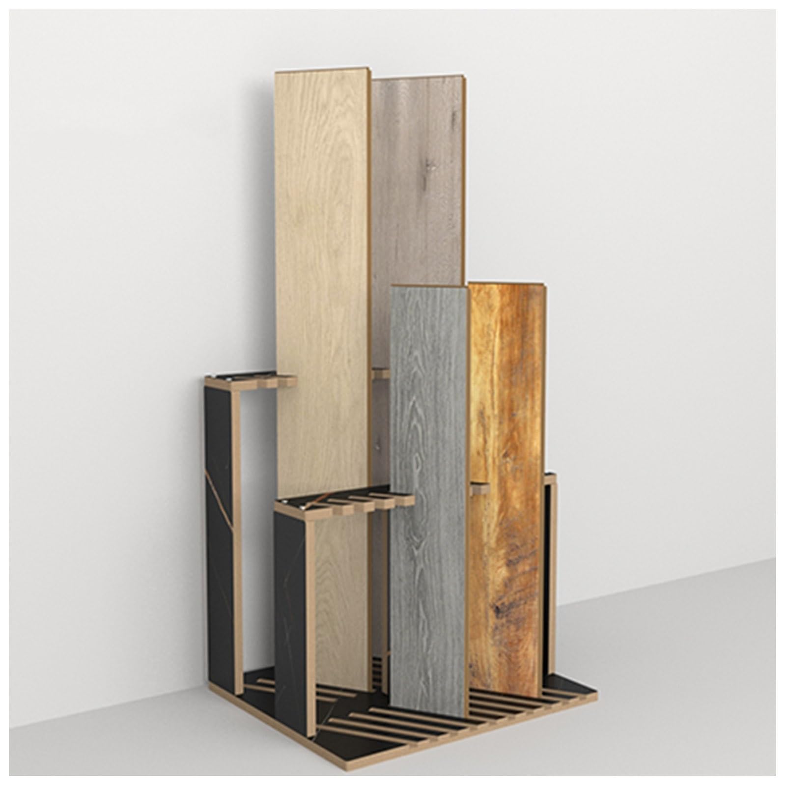 NQNFWCRJ Black Fiberboard Tile Rack Marbleized Vertical Floor Tile Display Stand Sample 10/20 Grid Slant Floor Tile Display Rack Multiple Size Options