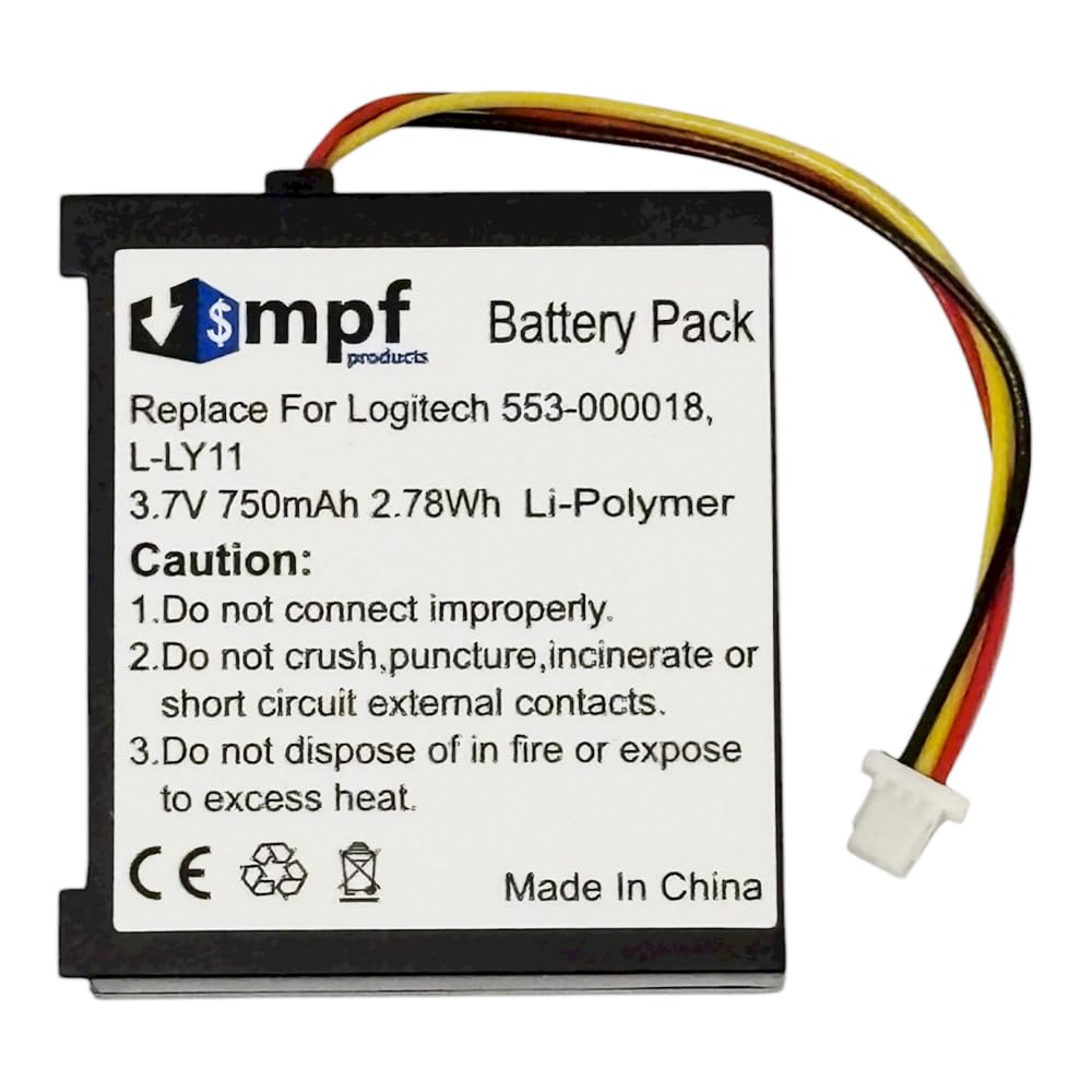 MPF Products 750mAh High Capacity Extended L-LY11 F12440097 553-000018 Battery Replacement Compatible with Logitech G930 Wireless Gaming Headset and