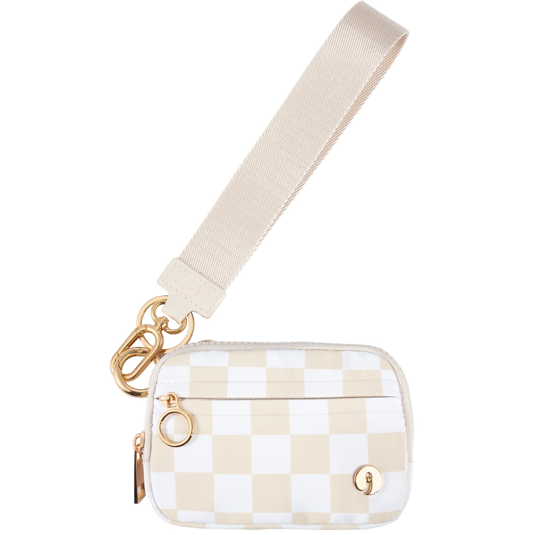 JEEBURYEE Wristlet Keychain Wallets for Women RFID Blocking Credit Card Holder Small Zipper Coin Purse Change Pouch with ID Window and Detachable Wrist Strap Beige Checkered