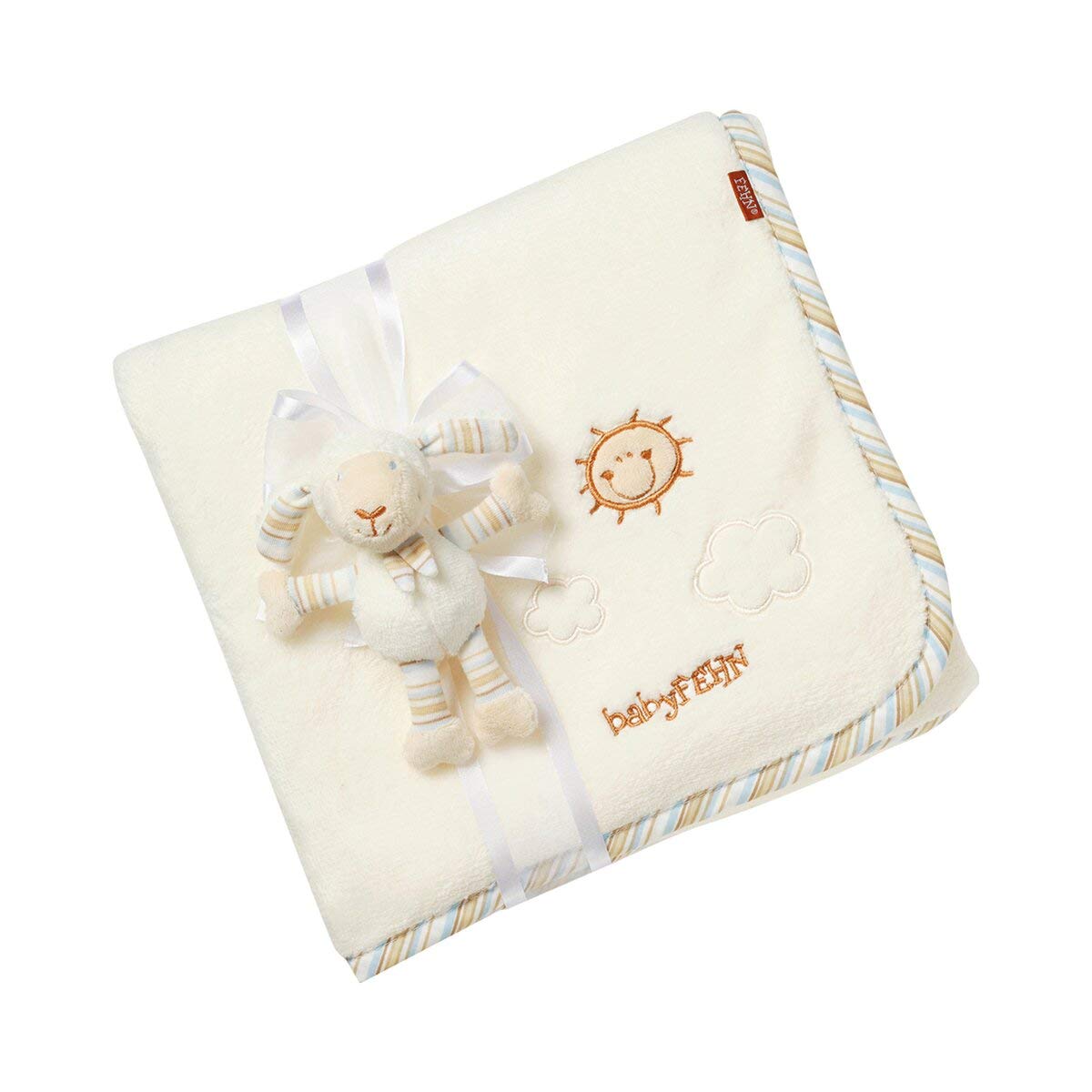 Fehn manta de peluche oveja - acogedora manta de peluche como manta - peluche y manta de gateo para cochecito y silla de coche - manta de peluche ideal y primera manta - para bebés de 0+ meses