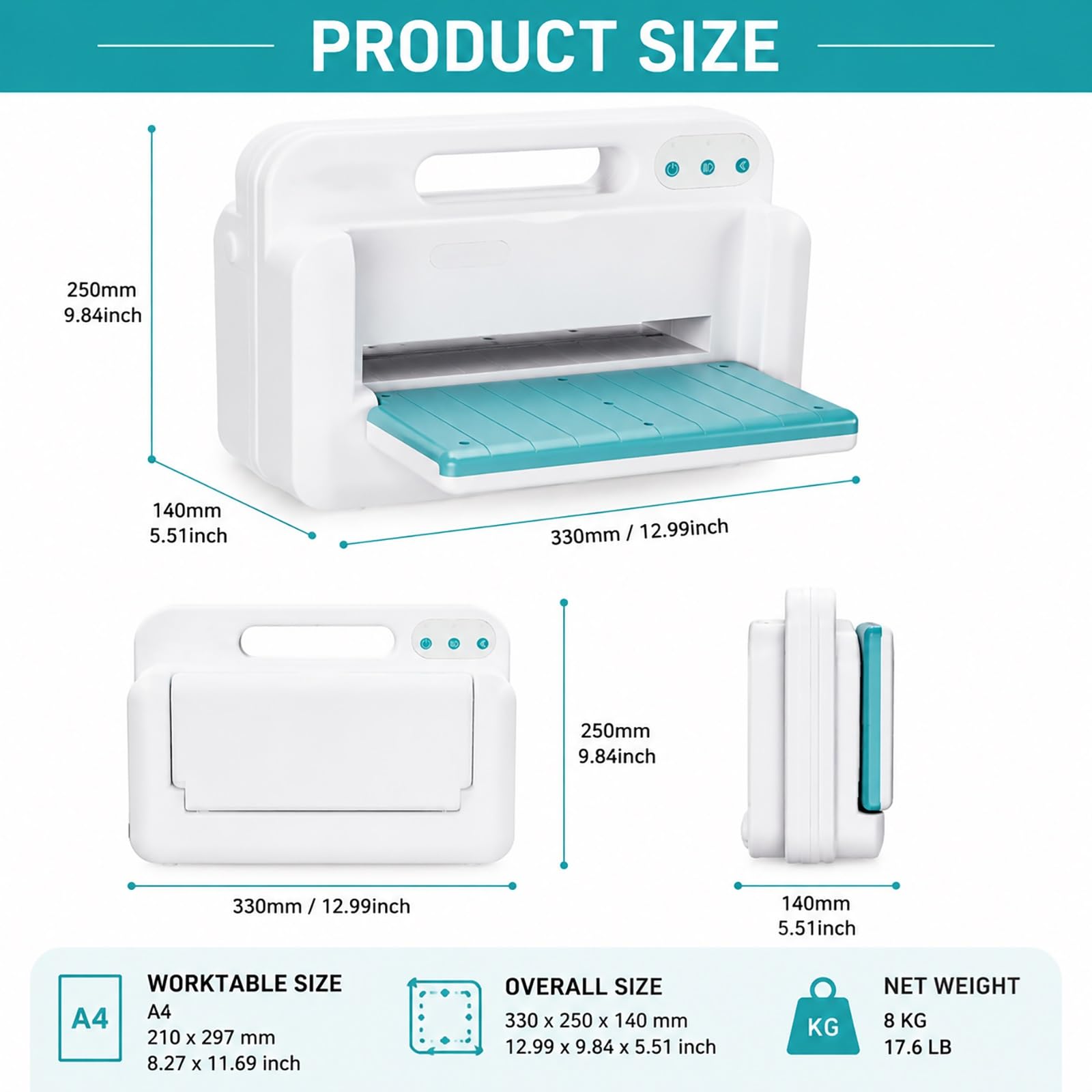 Macchina elettrica per goffratura e taglio carta A4 per creazione biglietti | Taglierina automatica per carta, 4 piastre, per lavori creativi fai da te, creazione di biglietti, scrapbooking, journaling