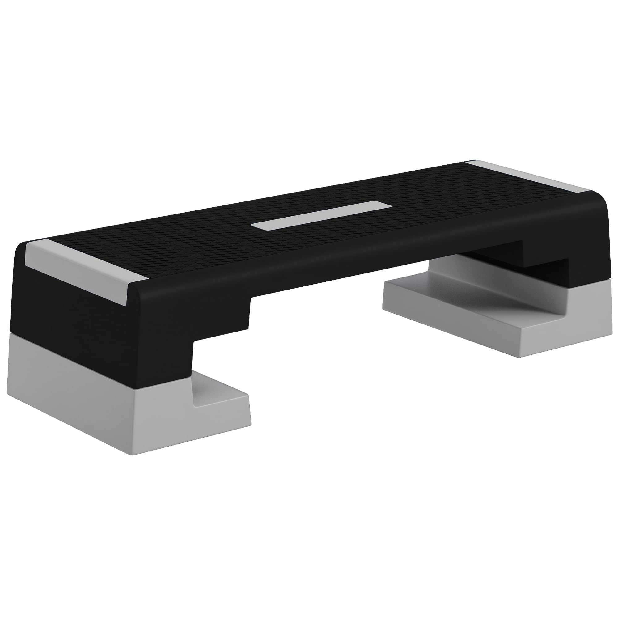 SPORTNOW Stepper ad Altezza Regolabile con Gradini Rimovibili e Fondo Antiscivolo, Step Aerobica in ABS, 97x36x15/20/25 cm, Grigio