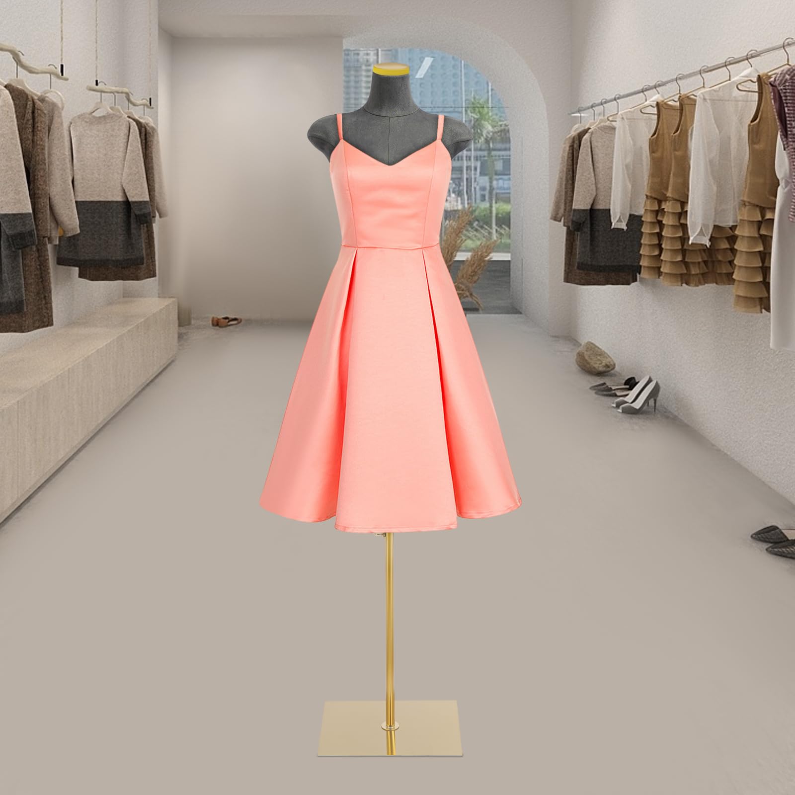 ITOSUI Adjustable Grey Female Mannequin Torso with Stand, 59-82'' Half Body Dress Form for Clothing Stores, Boutiques, Retail Displays - Ideal for Fashion Merchandising