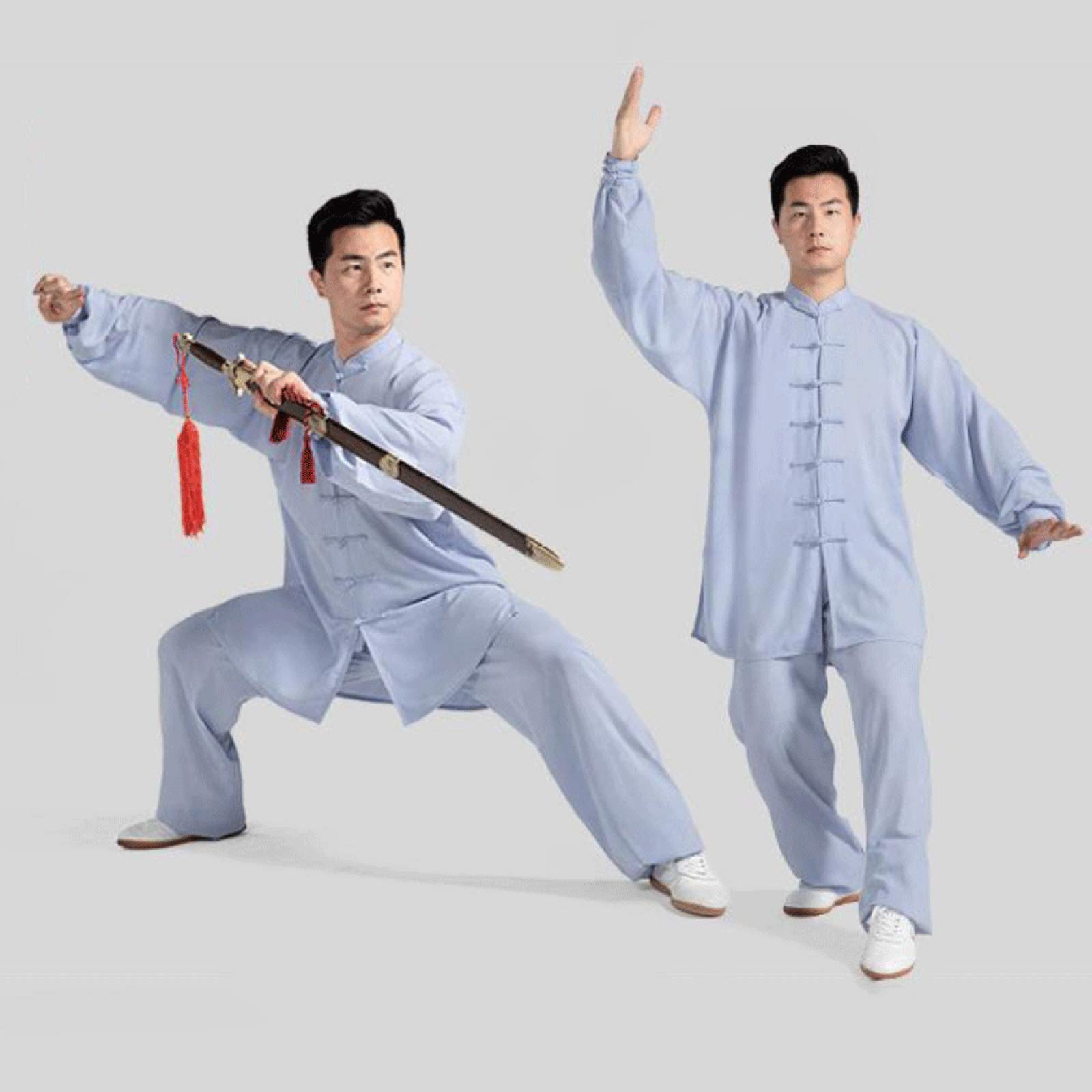 Uniforme di Tai Chi Donne Abbigliamento Kung Fu Uomini Abbigliamento per Arti Marziali,Grey-M