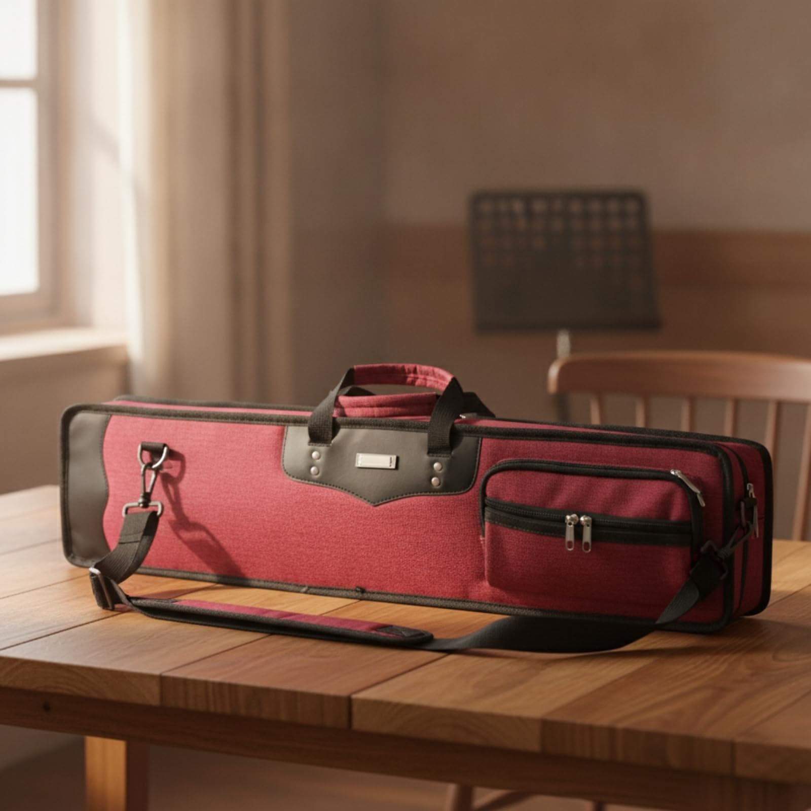 Borsa con Tasca con Cerniera Rigida Custodia Sottile Astuccio per, Studenti di Musica, Array, Blu Opaco