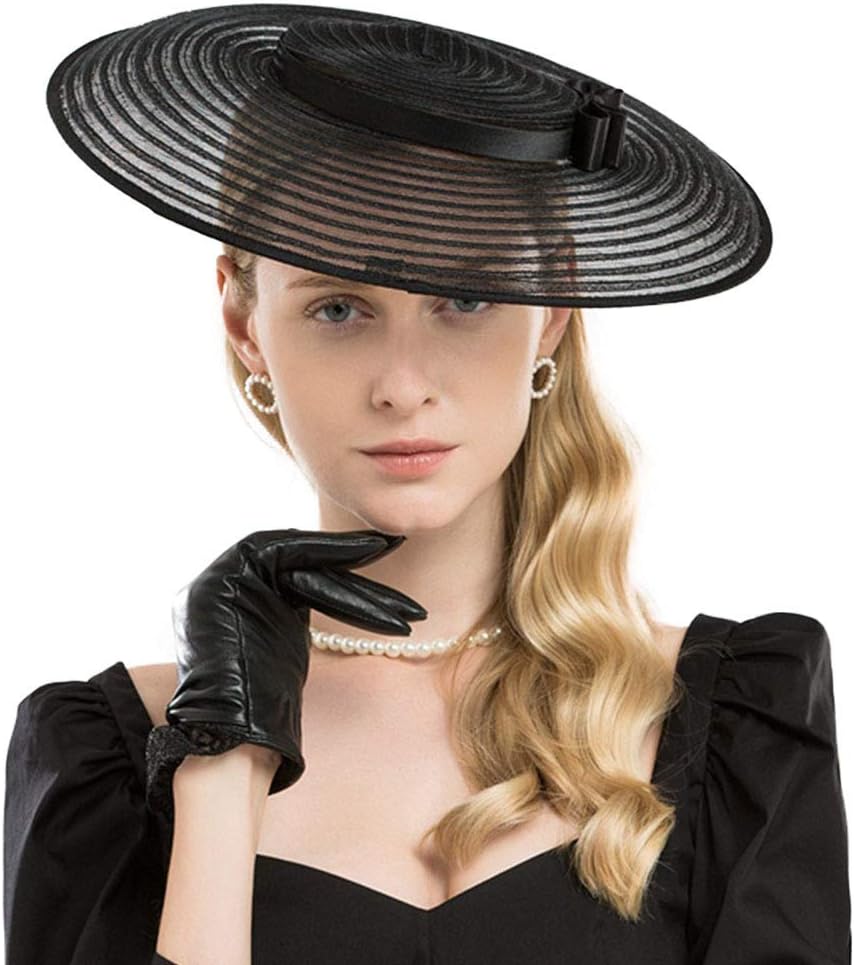 F FADVES Fascinators for Women Elegant Wide Brim Tea Party Church Wedding Hat