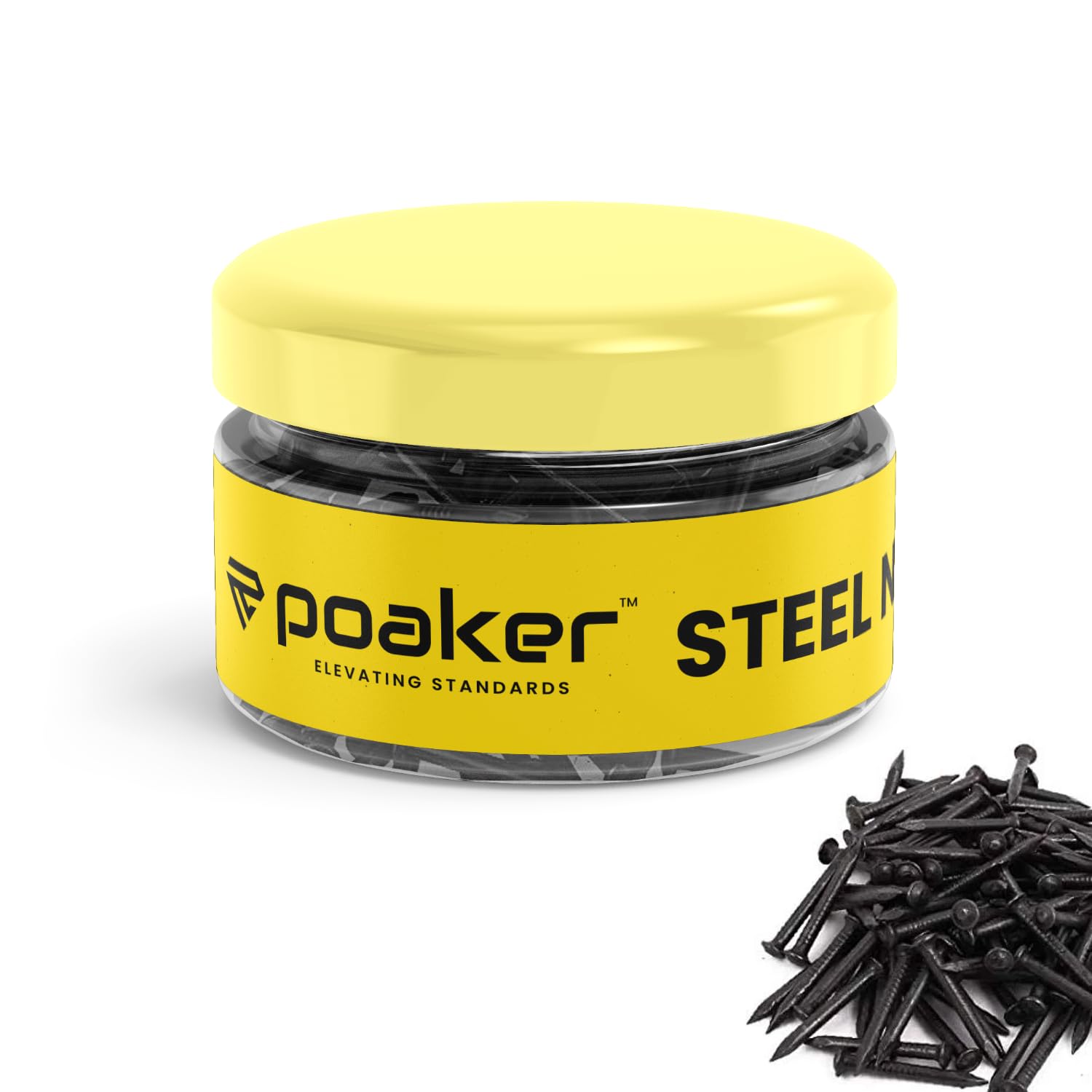 Poaker 1 Inch Masonry Carbon Stainless Steel Point Tip Wall Cement Nails Black 100pcs