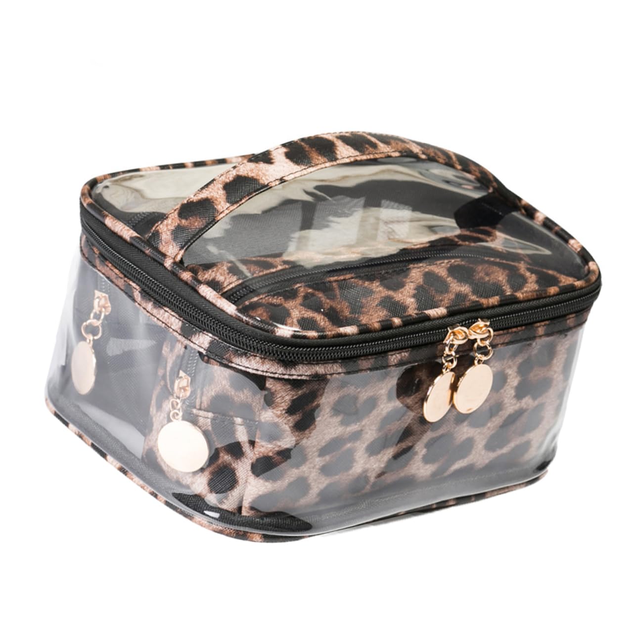 Beaupretty 6piezas Bolsa De Maquillaje Diseño De Leopardo Oscuro PVC Transparente Multiusos y Gran Capacidad para Cosméticos y Accesorios De Viaje