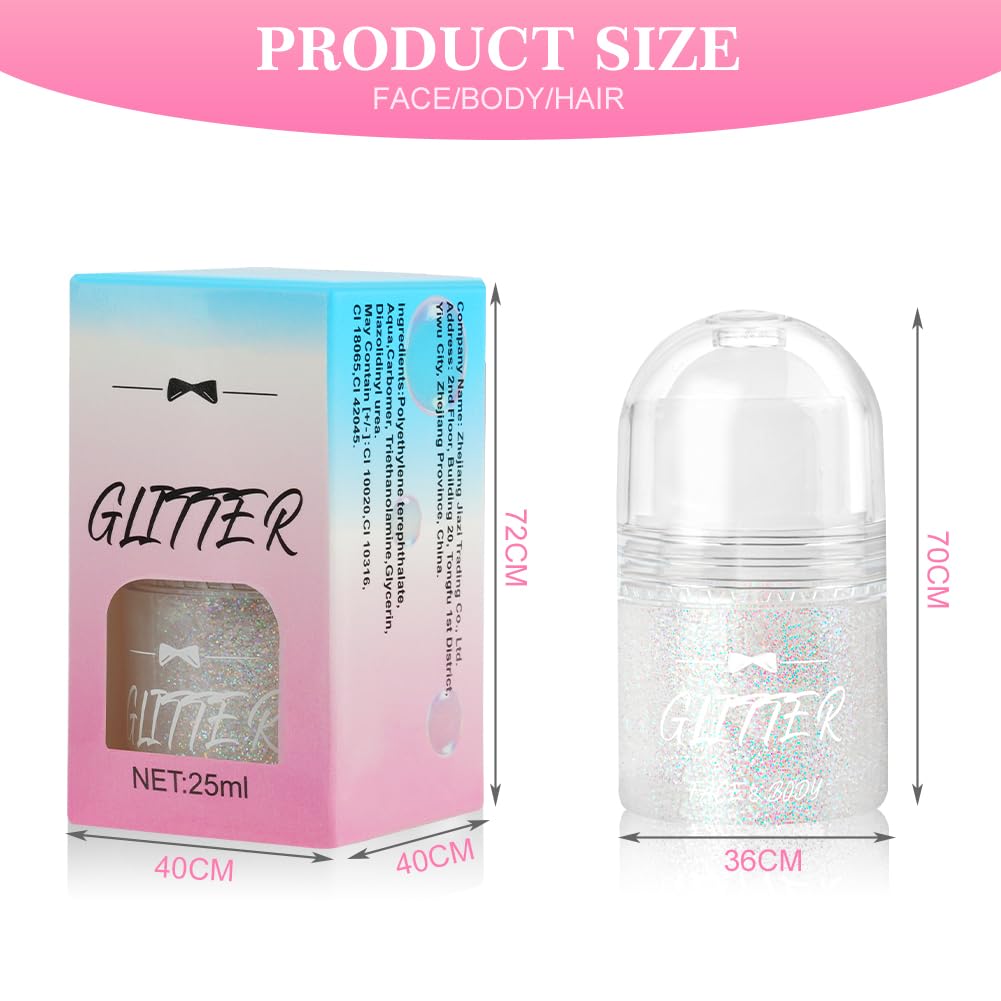 LOPHE Roll-on Body Glitter Gel, Mermaid Sequins Liquid Glitter Gel for Party Festival Rave Accessories, Holographic Glitter Gel for Body, Hair, Face, Body Shimmer Halloween Makeup (04# White Blue) - Image 2