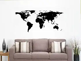 Adesivo Decorativo para Parede Mapa Mundi 1,20 x 0,58m