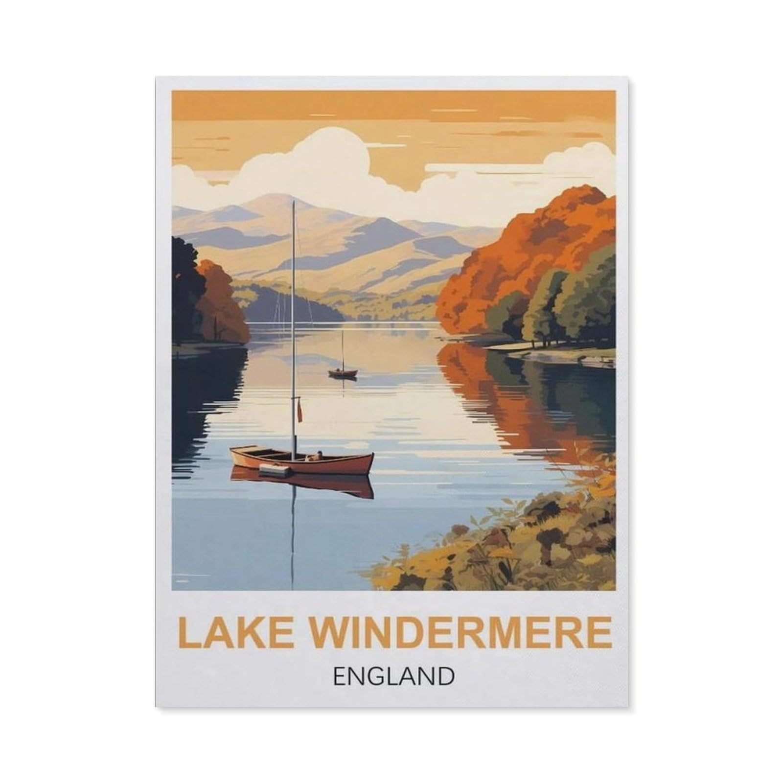 Funny Metal Tin Signs，Lake Windermere England(30x40cm）