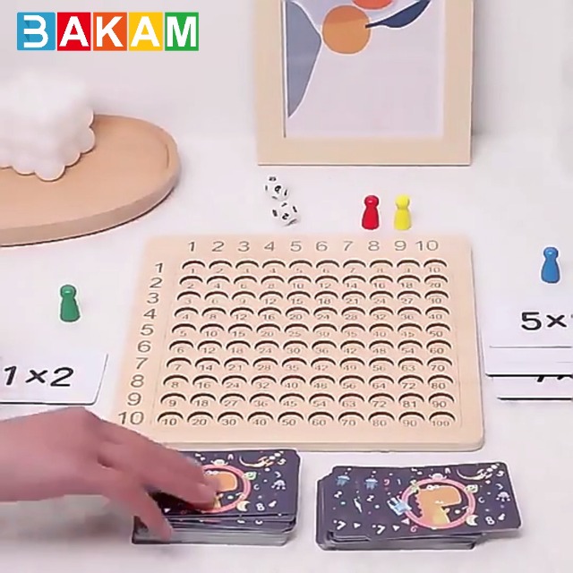 GIOCO DA TAVOLO con moltiplicazione in legno Montessori e tavolo