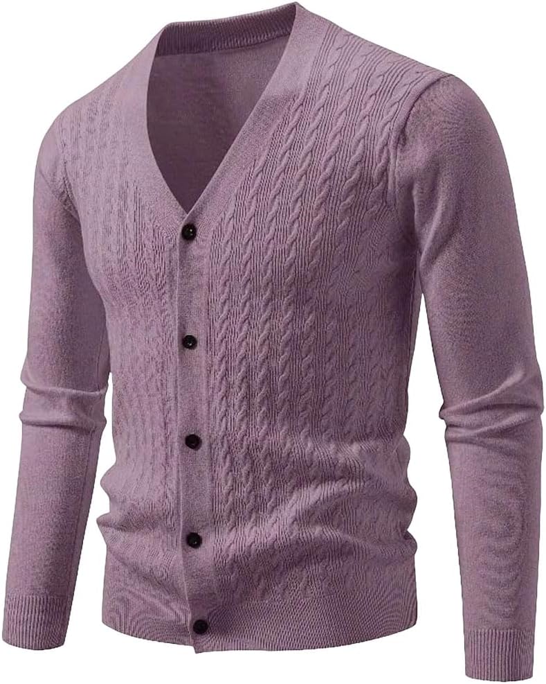 Men’s V-Neck Knit Cardigan Button Front Lightweight Sweater Casual Daily Wear Top