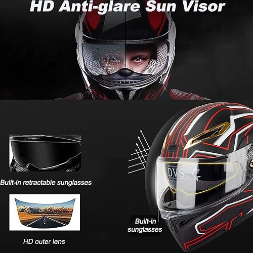 Miniatura 2 de Casco modular Bluetooth para motocicleta, soporte Bluetooth para 2 personas, casco integrado de cara completa, casco abatible con visera solar