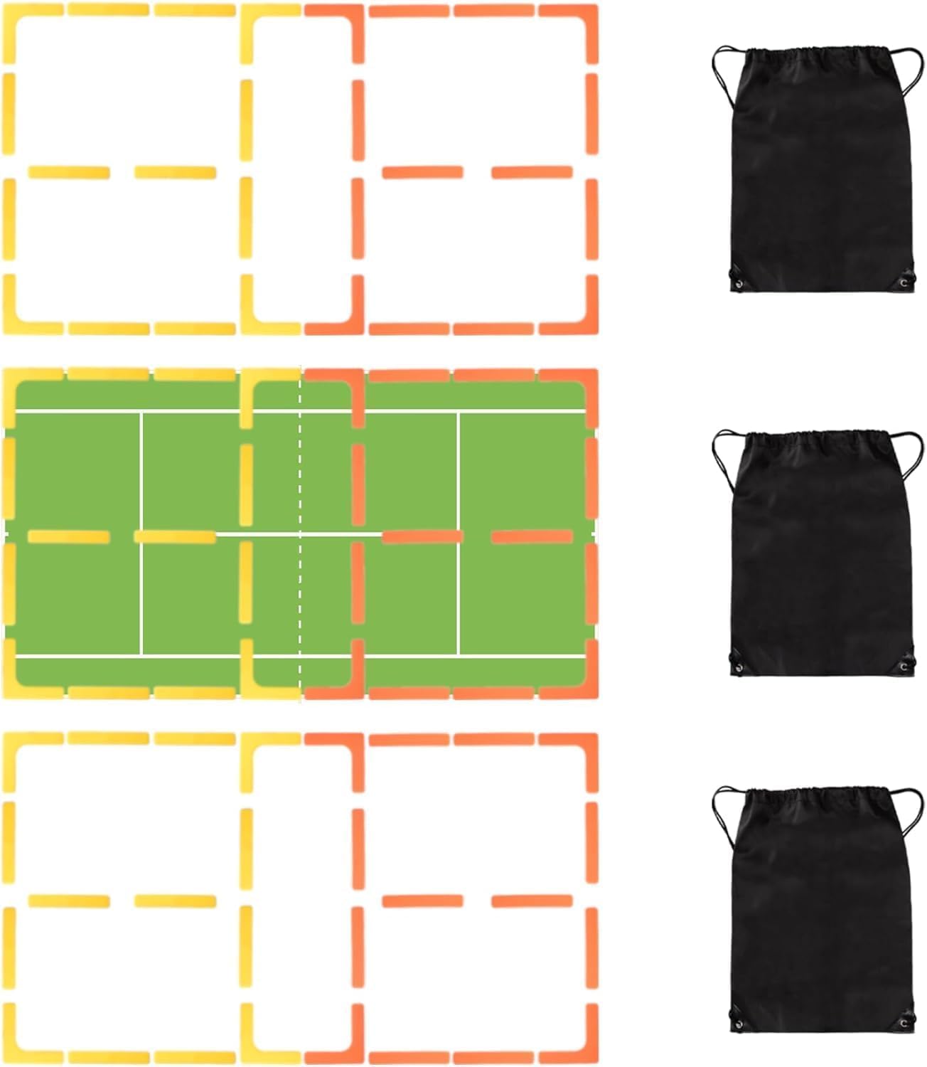 BOOSTEADY Pickleball Kit de Líneas de Cancha de Marcadores, Antideslizantes y Resistentes al Viento 28 Unidades para Pista Cubierta al Aire Libre, Marcadores Pickleball