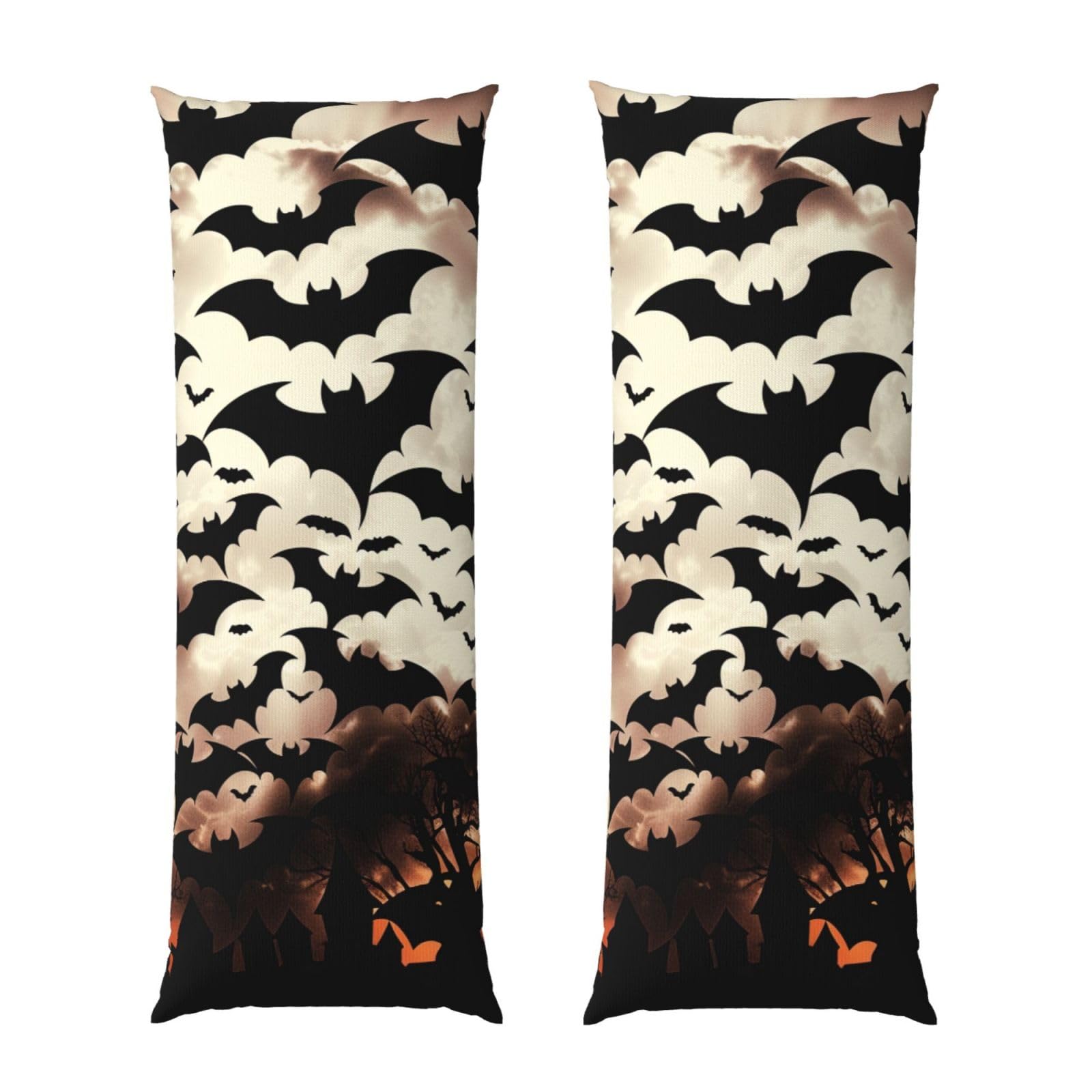 Body Pillow Cover 20x54 Inch, Halloween Flying Bats Print Long Lumbar Pillow Case with Zipper Long Body Pillowcase Decorative for Bed Sofa Bedroom