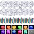 Mudder 12 Pack Submersible LED Lights with Remote 2.8" Hot Tub Lights Waterproof Pool Underwater LED Light Battery Operated Bathtub Lamp 16 Color Changing Lamp for Pool Pond Vase Aquarium Decoration