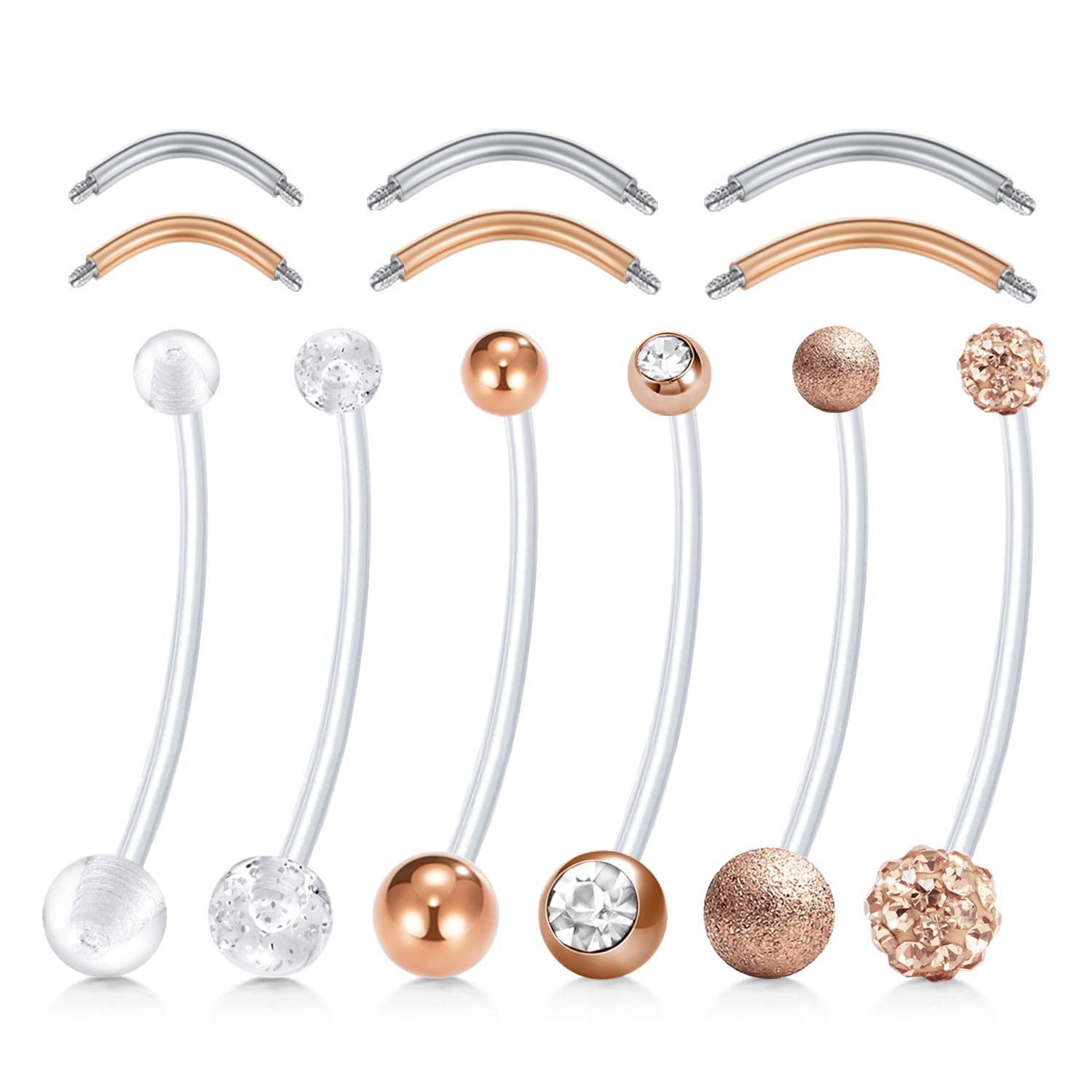 Rajnard Piercing de Ombligo para Embarazo 14G Piercing de Ombligo Flexible Maternidad Pouer Mujeres Embarazadas 38 mm