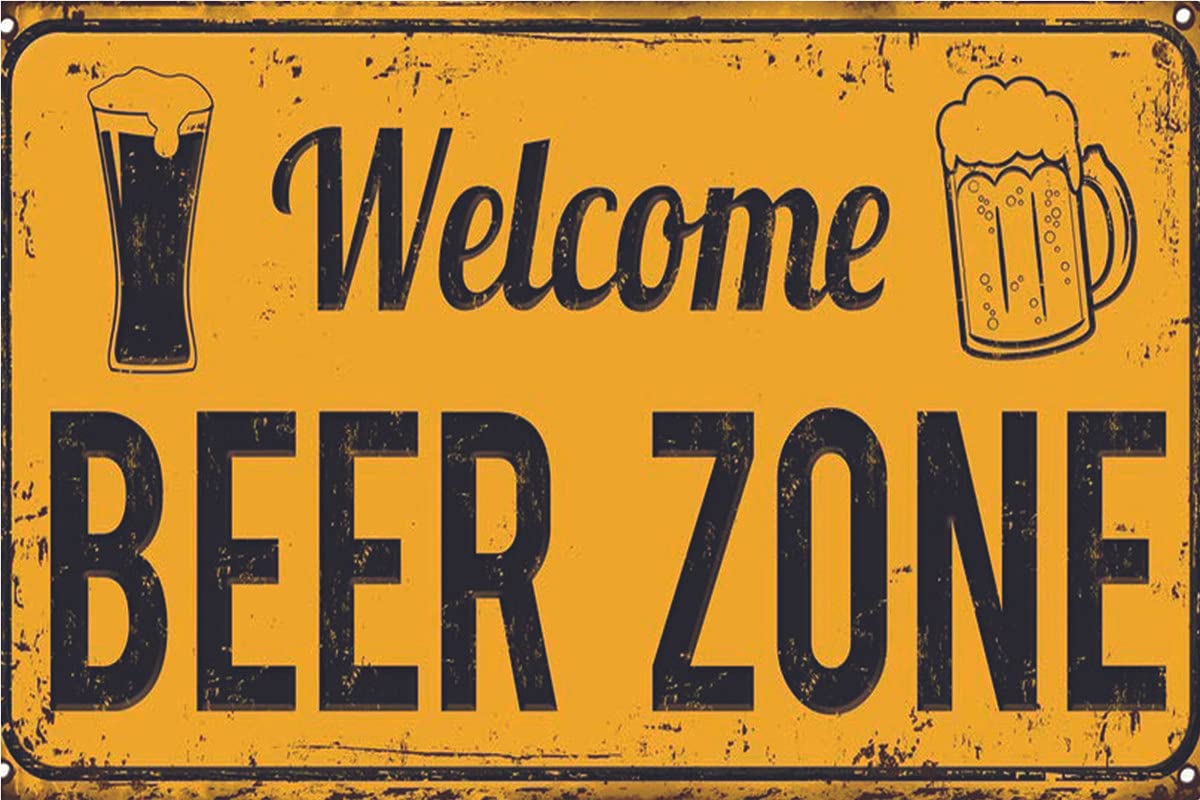 Yellow Alley Wall Sticker Poster|Welcome Beer Zone|Poster for Wall Decoration|Wall Decor|Poster For Lounge, Restaurants, Bar|Room Decor Item|Decorative Wall Poster|Self Adhesive Poster