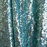 By the Yard Aqua Full Cover Sequin On Aqua 100% Polyester 2 Way Stretch Mesh Fabric Material 50 Inches Wide