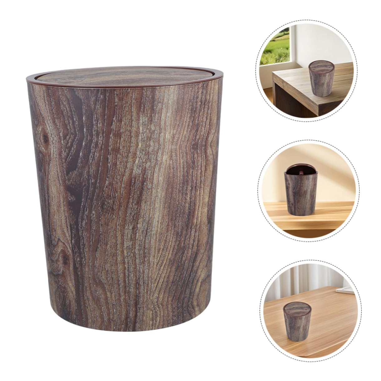 VICASKY Cestino Spazzatura in Plastica Pp Grande Capacità Design Venature del Legno Vintage Cestino per Carta Straccia Adatto per Bagno Cucina Ufficio e Camera da Letto