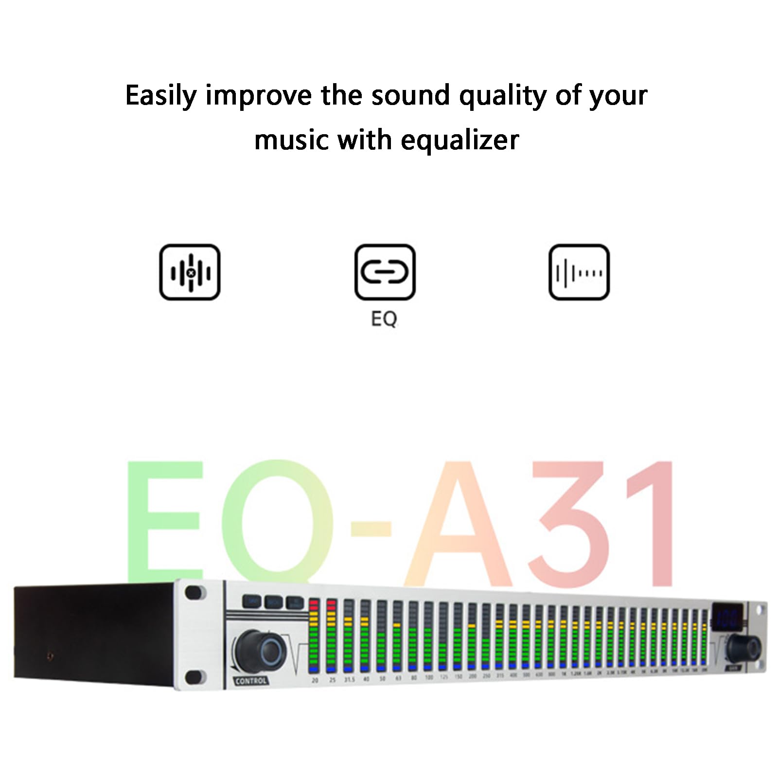Ecualizador Gráfico De 31 Bandas, Ecualizador De Audio Digital, con 10 Efectos Preestablecidos, Pantalla De Espectro, Ajuste De Graves/Medios/Agudos
