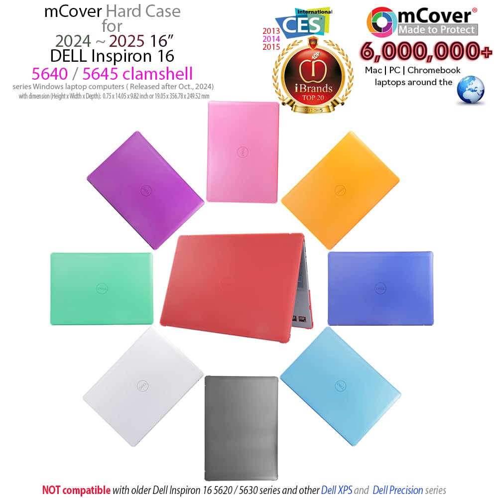 mCover Funda solo compatible con laptop Dell Inspiron 16 5640 5645 Series Clamshell Windows de 16 pulgadas 2024~2025 (no es compatible con ningún otro modelo Dell), transparente